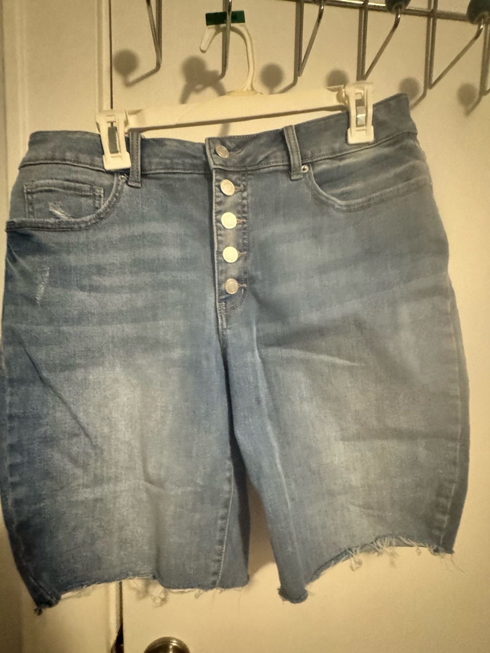 Time and Tru Light Blue High-Rise Button-Fly Denim Shorts